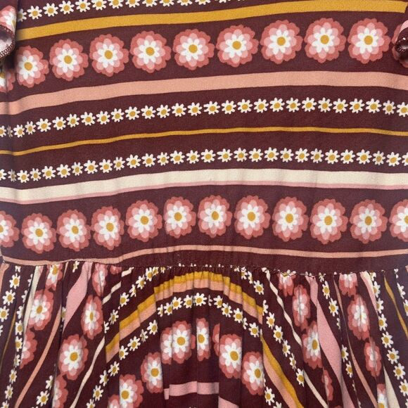Dot Dot Smile Girl's Maroon Floral Flowy Empire Twirl Dress Size 5/6 - Picture 4 of 6